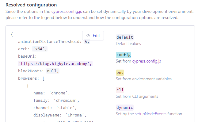 Cypress resolved configuration for production environment when values are set via setupNodeEvents()