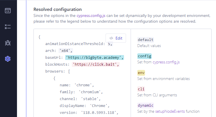 Impact on Cypress configuration when adding configuration items via CLI