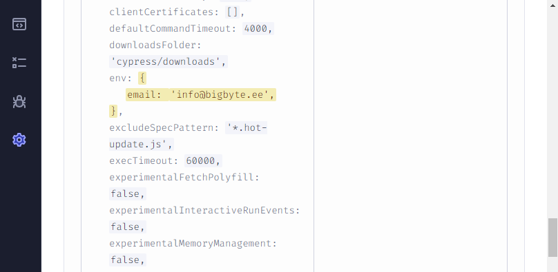 Impact on Cypress resolved config after adding settings in the env section of cypress.config.js Impact on Cypress resolved config after adding settings in the env section of cypress.config.js