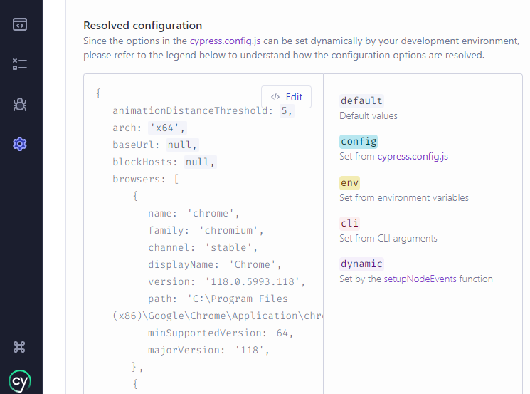 Resolved Cypress runtime configuration overview Resolved Cypress runtime configuration overview